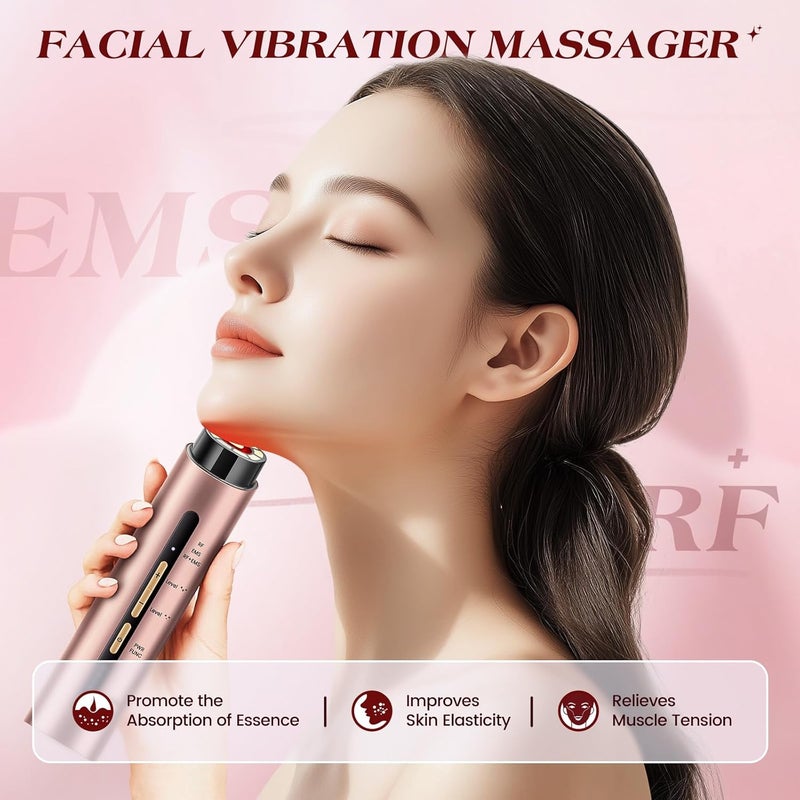 INTEO Microcurren Facial Device, 3 Modes Red Light Therapy for Face and Neck, Skin Care Facial Massager Perfect Gifts for Women Men(Gold) - Image 5